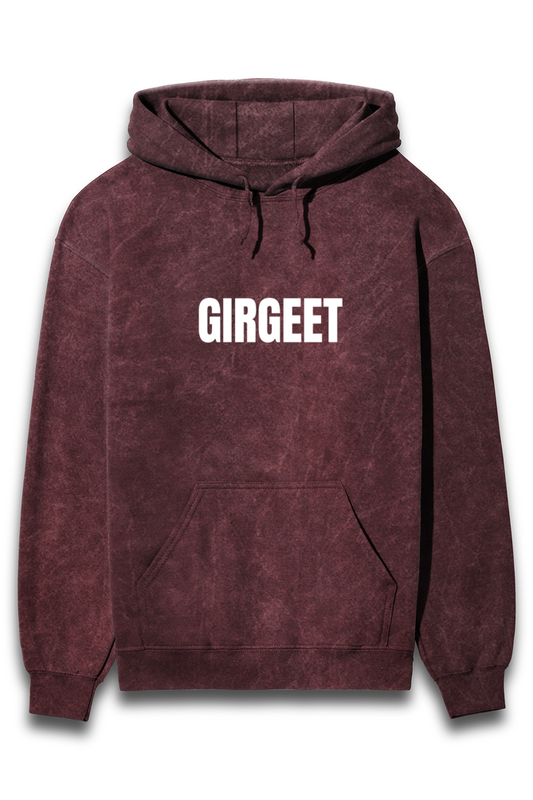 Girgeet Acid Wash Maroon Hoodie